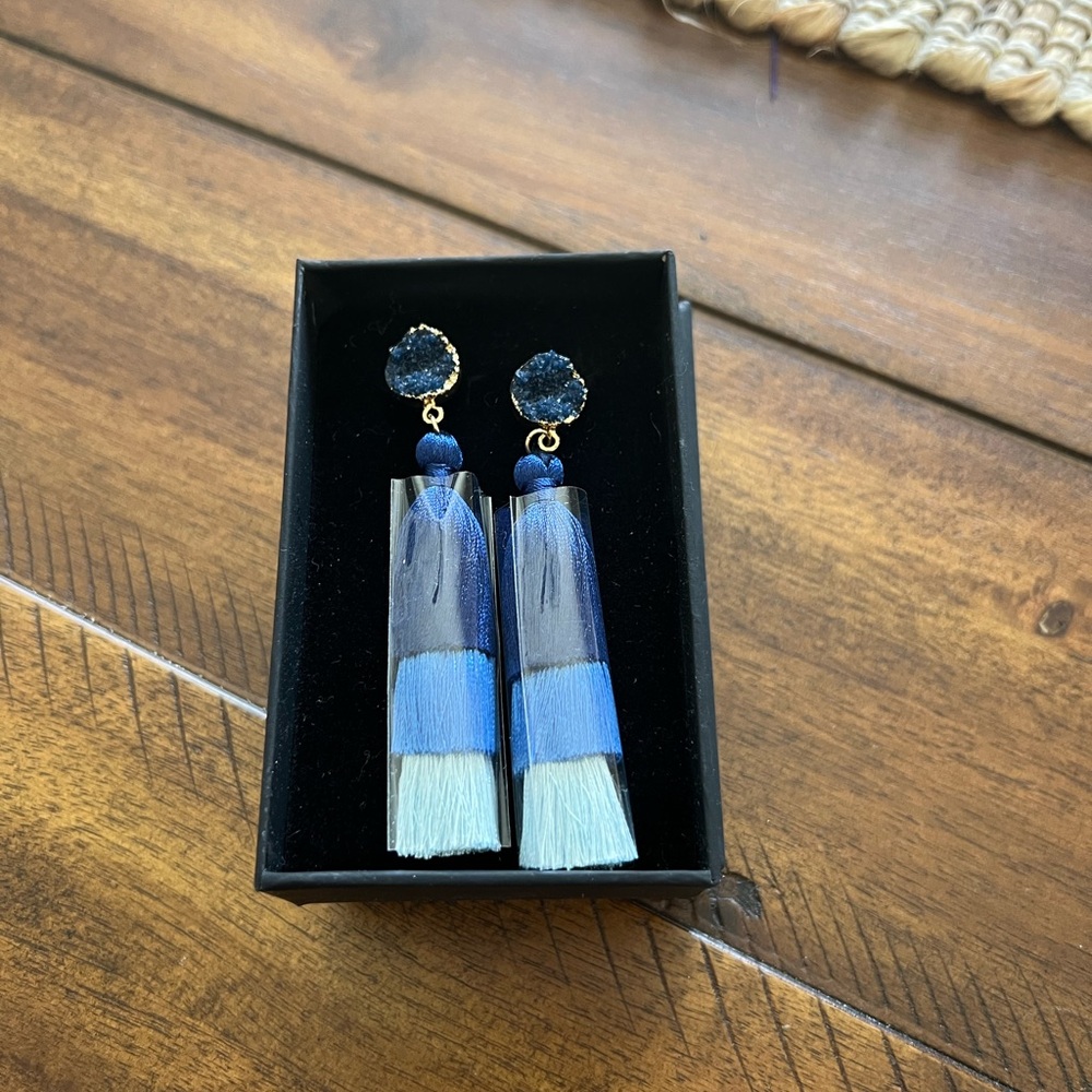 Blue Tassel Earrings